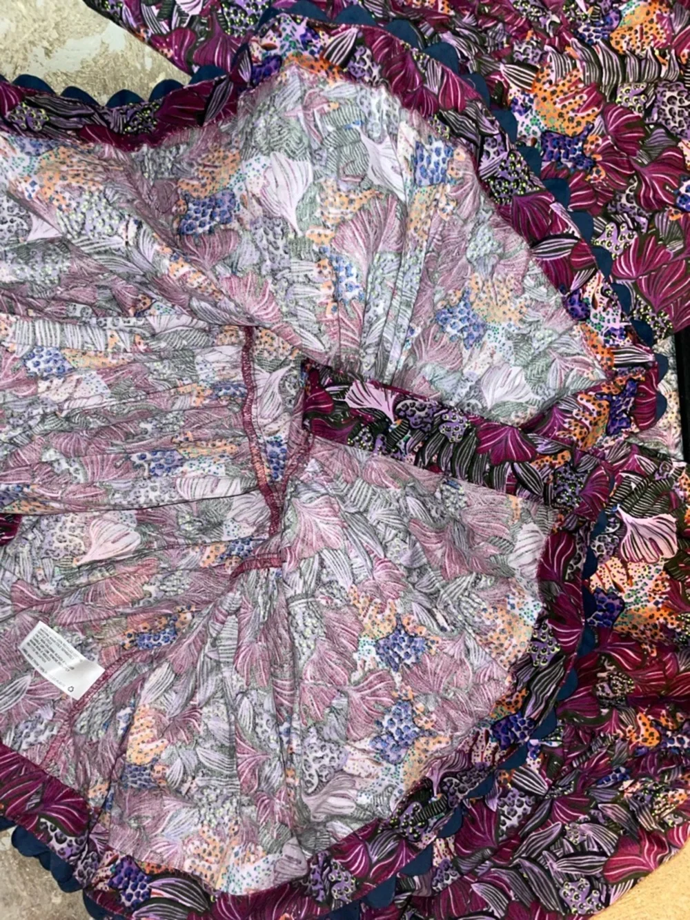 Women’s Floral V-Neck Peplum Blouse - Purple - Picture 7 of 10